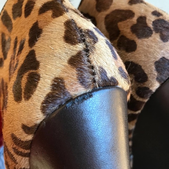 Hive & Honey Leopard Print Cow Hair Leather Wedge Heel Ankle Bootie w/ Zip 8 - Picture 10 of 10